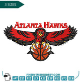 Atlanta Hawks Embroidery Design – Fierce Team Logo in 3 Sizes - FineryEmbroidery